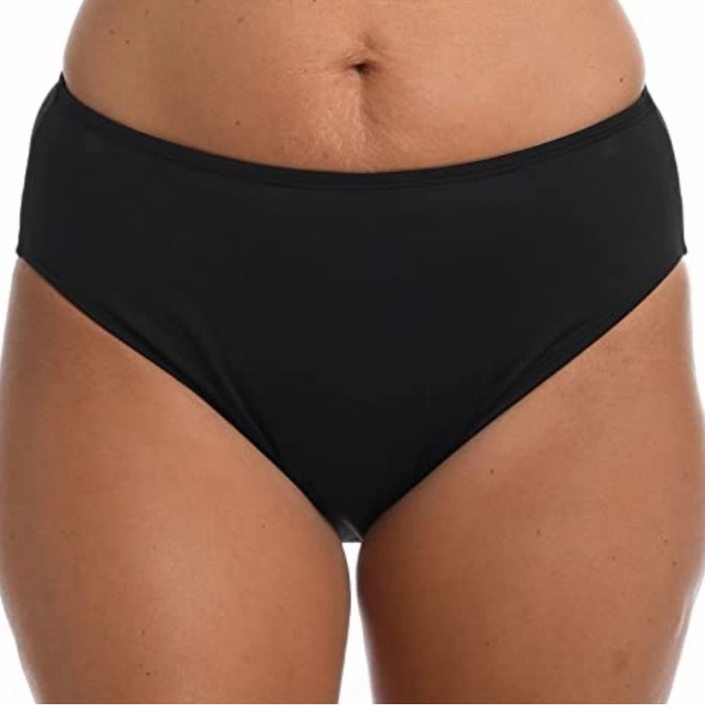 24th & Ocean Womens Black Tummy Control Mid Waist Hipster Bikini Bottoms TF8L899